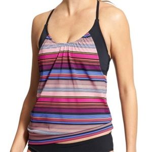 Athleta Capri Stripe Blousy Top Tankini 34B/C